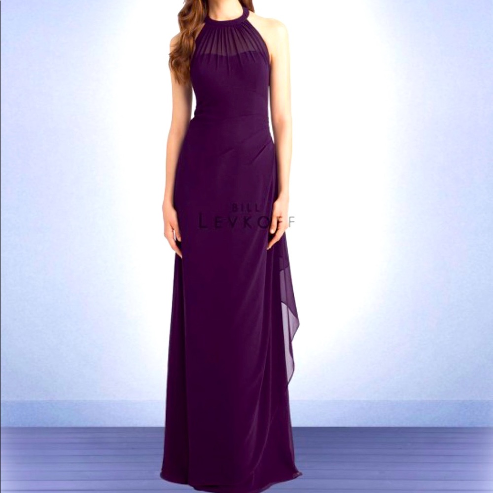 Bill Levkoff bridesmaids dress in Eggplant